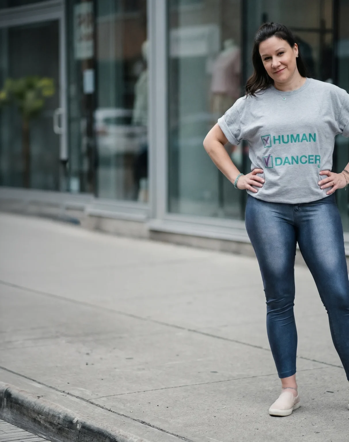 Human Dancer Andrea Pito Shirt in the street